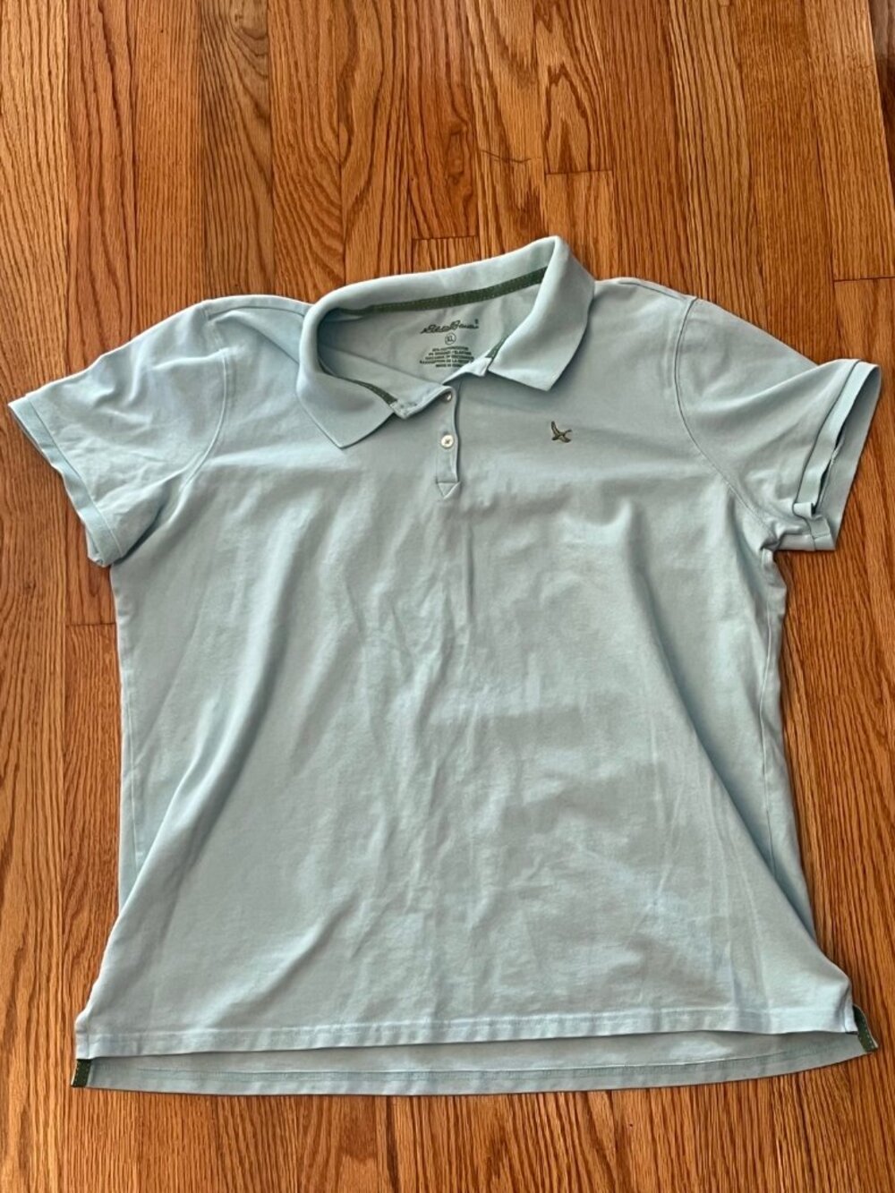 Eddie Bauer Womens XL Light Blue Polo Shirt Short Sleeve